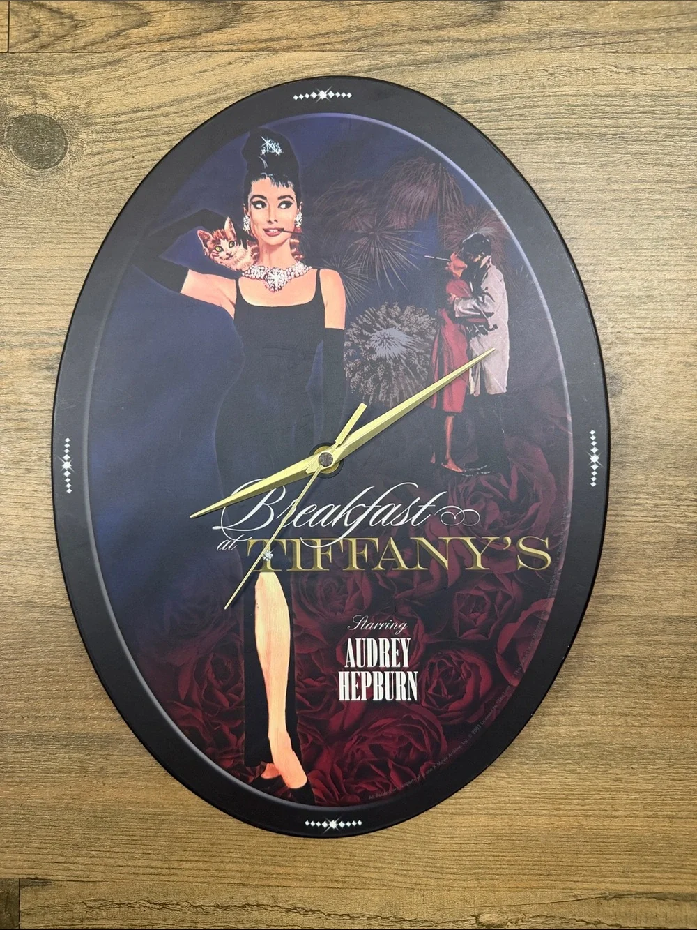 Breakfast at Tiffany's Audrey Hepburn Wall Clock - Black & Gold